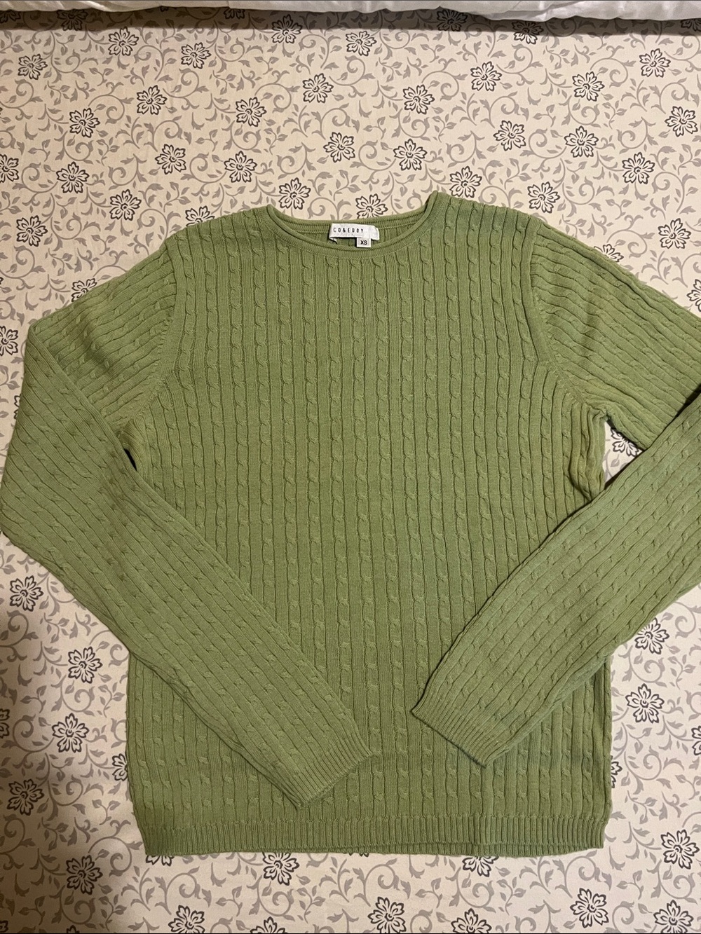 Casual Cable Knit Crewneck Sweater - Green
